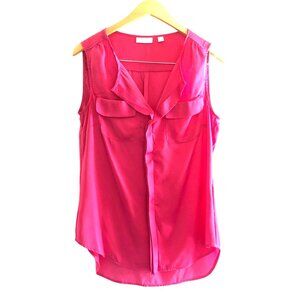 NEW YORK & CO. WOMEN'S MAGENTALIGHT WEIGHT PULLOVER V-NECK TOP SIZE MEDIUM